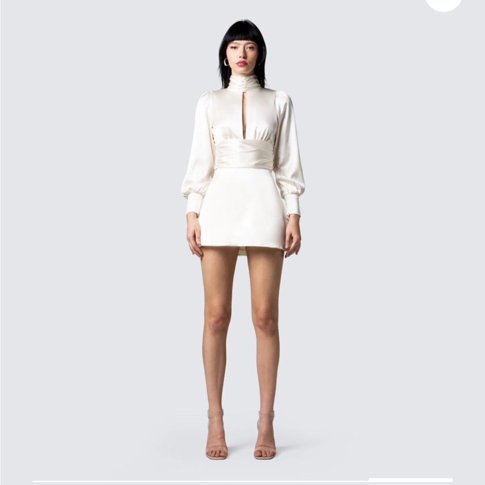 Shiloh Ivory Satin Mini Dress (Altered Length)
